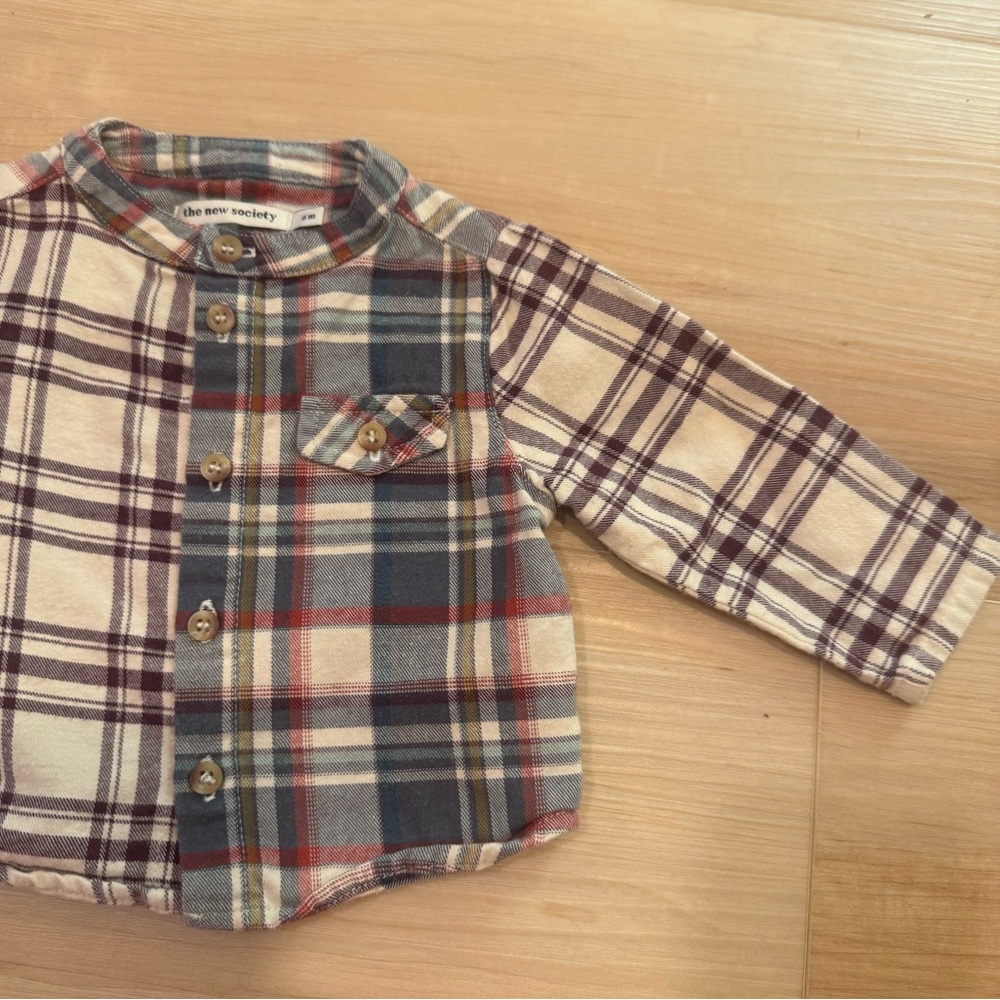 The New Society Plaid Patchwork Button Up Shirt!